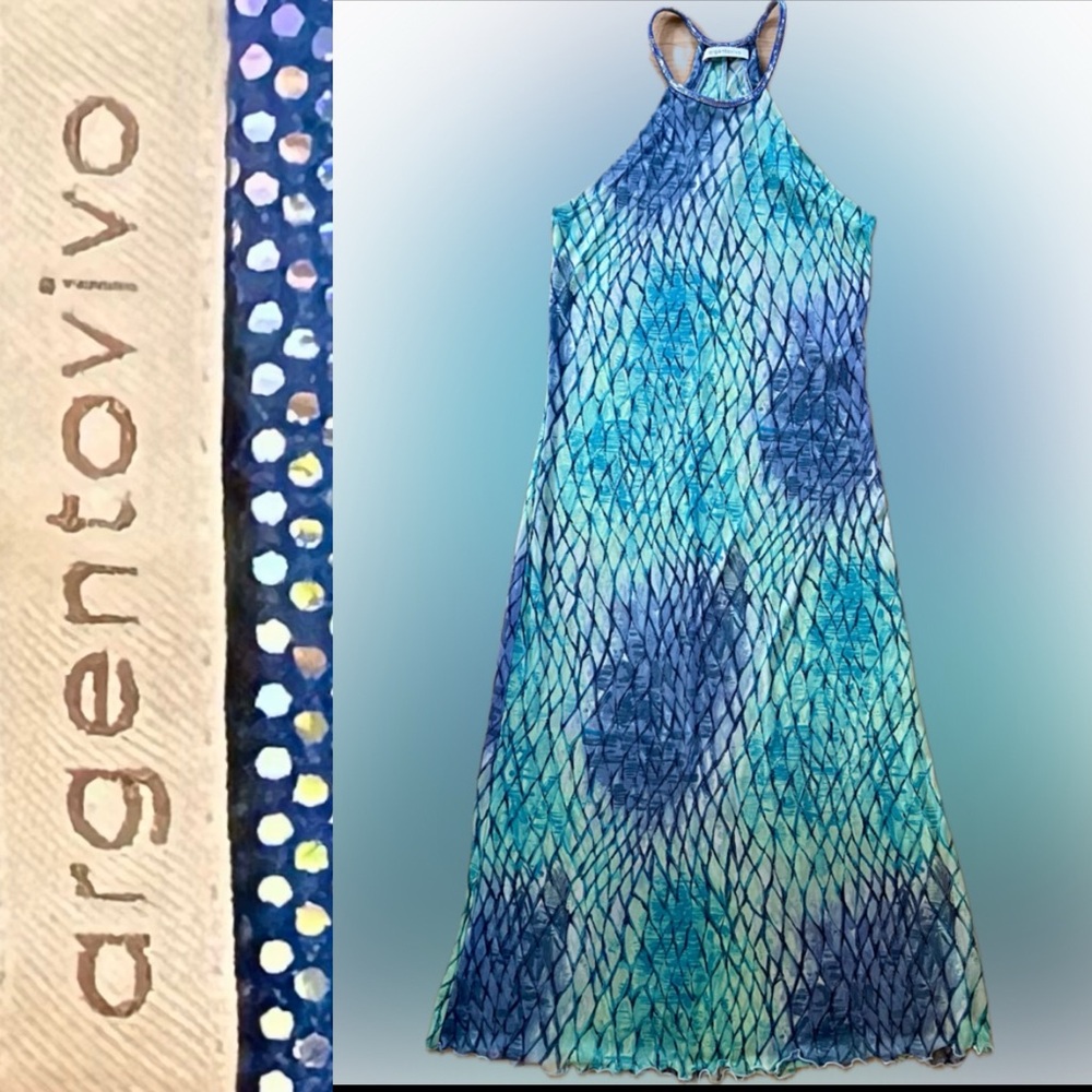 🧜‍♀️Maxi Mermaid Sheer Racerback Dress/Swim Cover-Up/Sarong/Metallic Straps | M